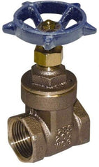 Legend Valve - 1-1/4" Pipe, Threaded Bronze Solid Wedge Stem Gate Valve - 200 WOG, 125 WSP, Screw-In Bonnet - Exact Industrial Supply