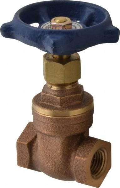 Legend Valve - 1/4" Pipe, Threaded Bronze Solid Wedge Stem Gate Valve - 200 WOG, 125 WSP, Screw-In Bonnet - Exact Industrial Supply