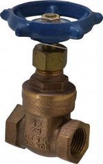 Legend Valve - 3/8" Pipe, Threaded Bronze Solid Wedge Stem Gate Valve - 200 WOG, 125 WSP, Screw-In Bonnet - Exact Industrial Supply