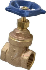 Legend Valve - 3/4" Pipe, Threaded Bronze Solid Wedge Stem Gate Valve - 200 WOG, 125 WSP, Screw-In Bonnet - Exact Industrial Supply