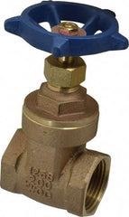 Legend Valve - 1" Pipe, Threaded Bronze Solid Wedge Stem Gate Valve - 200 WOG, 125 WSP, Screw-In Bonnet - Exact Industrial Supply