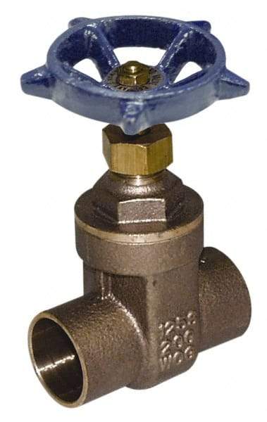 Legend Valve - 1/2" Pipe, Soldered Bronze Solid Wedge Stem Gate Valve - 200 WOG, 125 WSP, Screw-In Bonnet - Exact Industrial Supply