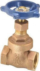 Legend Valve - 1/2" Pipe, Threaded Bronze Solid Wedge Stem Gate Valve - 200 WOG, 125 WSP, Screw Over Bonnet - Exact Industrial Supply