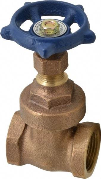 Legend Valve - 3/4" Pipe, Threaded Bronze Solid Wedge Stem Gate Valve - 200 WOG, 125 WSP, Screw Over Bonnet - Exact Industrial Supply