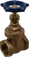 Legend Valve - 1" Pipe, Threaded Bronze Solid Wedge Stem Gate Valve - 200 WOG, 125 WSP, Screw Over Bonnet - Exact Industrial Supply