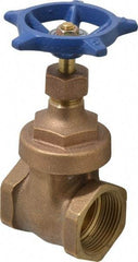 Legend Valve - 1-1/4" Pipe, Threaded Bronze Solid Wedge Stem Gate Valve - 200 WOG, 125 WSP, Screw Over Bonnet - Exact Industrial Supply