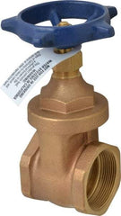 Legend Valve - 2" Pipe, Threaded Bronze Solid Wedge Stem Gate Valve - 200 WOG, 125 WSP, Screw Over Bonnet - Exact Industrial Supply