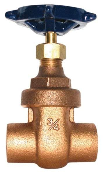 Legend Valve - 1-1/2" Pipe, Soldered Bronze Solid Wedge Stem Gate Valve - 200 WOG, 125 WSP, Screw Over Bonnet - Exact Industrial Supply