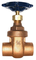 Legend Valve - 2" Pipe, Soldered Bronze Solid Wedge Stem Gate Valve - 200 WOG, 125 WSP, Screw Over Bonnet - Exact Industrial Supply