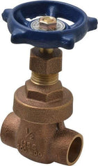 Legend Valve - 1/2" Pipe, Soldered Bronze Solid Wedge Stem Gate Valve - 200 WOG, 125 WSP, Screw Over Bonnet - Exact Industrial Supply