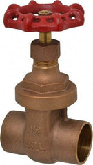 Legend Valve - 1-1/4" Pipe, Soldered Bronze Solid Wedge Stem Gate Valve - 200 WOG, 125 WSP, Screw Over Bonnet - Exact Industrial Supply