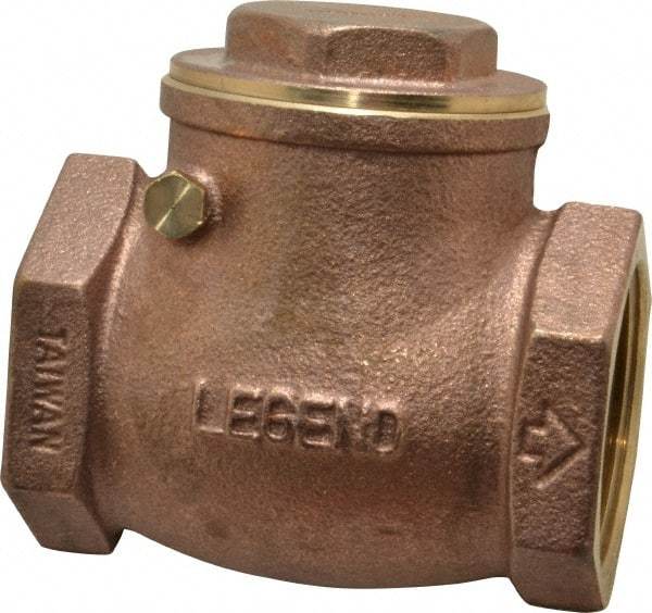 Legend Valve - 1-1/2" Brass Check Valve - Inline, FNPT x FNPT, 200 WOG - Exact Industrial Supply