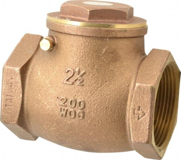 Legend Valve - 2-1/2" Brass Check Valve - Inline, FNPT x FNPT, 200 WOG - Exact Industrial Supply