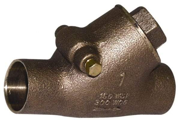 Legend Valve - 1-1/4" Bronze Check Valve - Y-Pattern, Soldered x Soldered, 300 WOG - Exact Industrial Supply