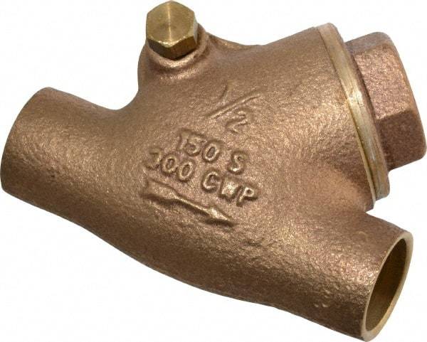Legend Valve - 1/2" Bronze Check Valve - Y-Pattern, Soldered x Soldered, 300 WOG - Exact Industrial Supply