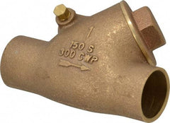 Legend Valve - 1" Bronze Check Valve - Y-Pattern, Soldered x Soldered, 300 WOG - Exact Industrial Supply