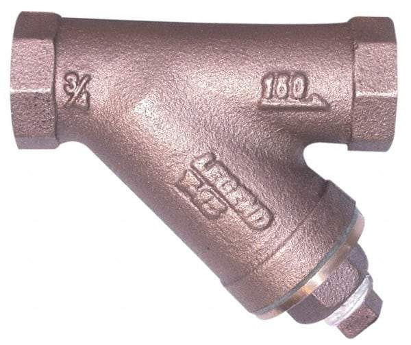 Legend Valve - 1-1/2" Pipe, Female NPT Ends, Lead Free Brass Y-Strainer - 2 psi Pressure Rating, 300 psi WOG Rating, 150 psi WSP Rating - Exact Industrial Supply