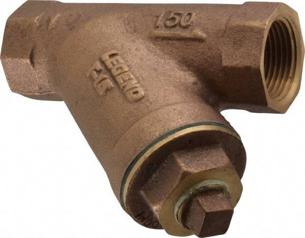 Legend Valve - 1" Pipe, FNPT Ends, Bronze Y-Strainer - 300 psi WOG Rating, 150 psi WSP Rating - Exact Industrial Supply