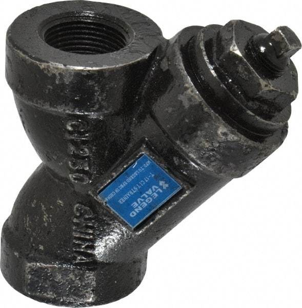 Legend Valve - 1" Pipe, FNPT Ends, Cast Iron Y-Strainer - 500 psi WOG Rating, 250 psi WSP Rating - Exact Industrial Supply