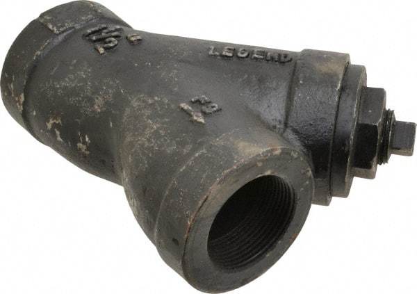 Legend Valve - 1-1/2" Pipe, FNPT Ends, Cast Iron Y-Strainer - 500 psi WOG Rating, 250 psi WSP Rating - Exact Industrial Supply