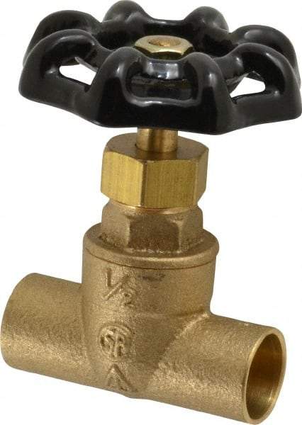 Legend Valve - 1/2" Pipe, 125 psi WOG Rating, Brass, Stop Valve - Handwheel Handle, Soldered x Soldered End Connections - Exact Industrial Supply