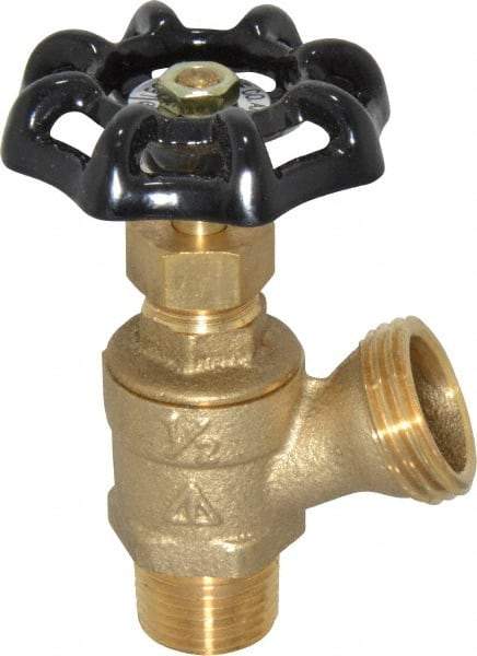 Legend Valve - 1/2 Inch Pipe, Brass, MNPT x GHT End Connection, Boiler Drain Valve - 125 psi WOG Rating, Handwheel Handle - Exact Industrial Supply