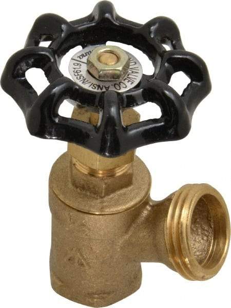 Legend Valve - 1/2 Inch Pipe, Brass, FNPT x GHT End Connection, Boiler Drain Valve - 125 psi WOG Rating, Handwheel Handle - Exact Industrial Supply
