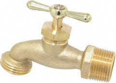 Legend Valve - 3/4" Pipe, 125 psi WOG Rating, Brass Hose Bibb, Stop Valve - Tee Handle, MNPT x GHT End Connections - Exact Industrial Supply