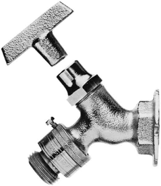 Legend Valve - 1/2" Pipe, Chrome Plated Brass Sillcock with Vacuum Breaker - Loosekey Handle, FNPT x GHT End Connections, 125 psi WOG Rating - Exact Industrial Supply