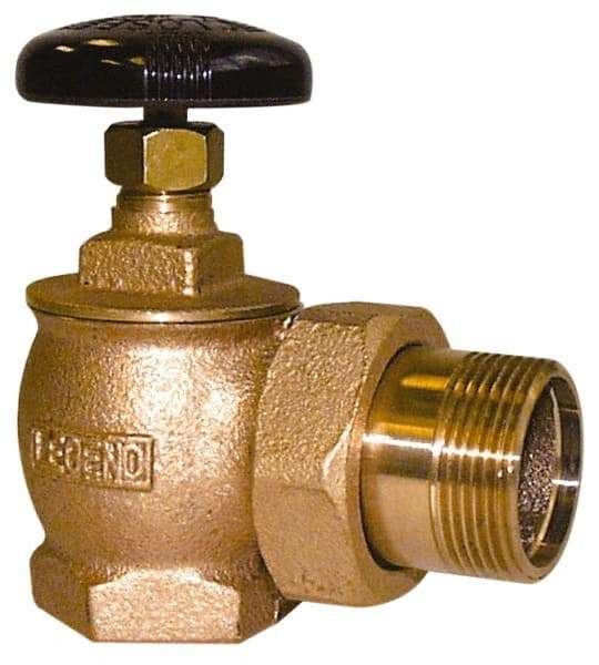 Legend Valve - 2" Pipe, 60 psi WOG Rating, FNPT x Male Union End Connections, Handwheel Steam Angle Radiator Valve - 15 psi Steam Pressure Rating, Bronze - Exact Industrial Supply