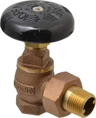 Legend Valve - 1/2" Pipe, 60 psi WOG Rating, FNPT x Male Union End Connections, Handwheel Steam Angle Radiator Valve - 15 psi Steam Pressure Rating, Bronze - Exact Industrial Supply