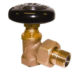 Legend Valve - 1/2" Pipe, 60 psi WOG Rating, FNPT x Male Union End Connections, Handwheel Hot Water Angle Radiator Valve - Bronze - Exact Industrial Supply