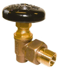 Legend Valve - 3/4" Pipe, 60 psi WOG Rating, Soldered x Male Union End Connections, Handwheel Hot Water Angle Radiator Valve - 125 psi Steam Pressure Rating, Bronze - Exact Industrial Supply
