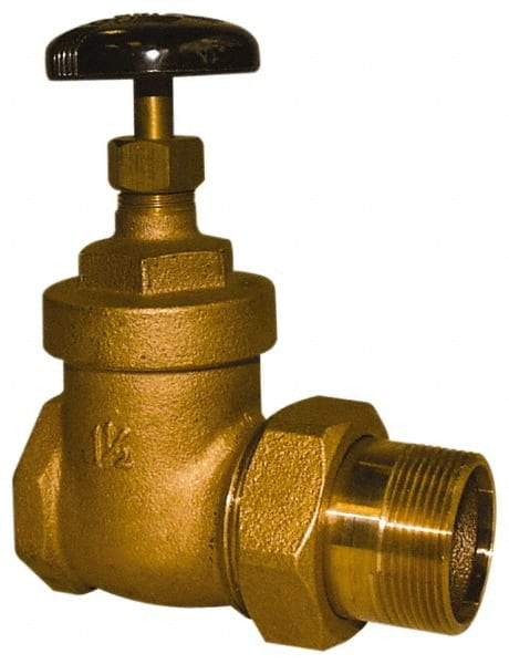 Legend Valve - 1-1/2" Pipe, 200 psi WOG Rating, FNPT x Male Union End Connections, Handwheel Steam Gate Radiator Valve - 125 psi Steam Pressure Rating, Bronze - Exact Industrial Supply