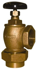 Legend Valve - 1" Pipe, 60 psi WOG Rating, Female Union x FNPT End Connections, Handwheel Convector Steam Angle Radiator Valve - 15 psi Steam Pressure Rating, Bronze - Exact Industrial Supply