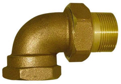 Legend Valve - 1/2" Pipe, 60 psi WOG Rating, FNPT x Male Union End Connections, Union Elbow Radiator Valve - 15 psi Steam Pressure Rating, Bronze - Exact Industrial Supply