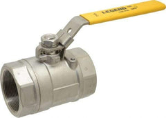 Legend Valve - 2" Pipe, Large Port, Stainless Steel Standard Ball Valve - 2 Piece, Inline - One Way Flow, FNPT x FNPT Ends, Locking Lever Handle, 1,500 WOG, 150 WSP - Exact Industrial Supply