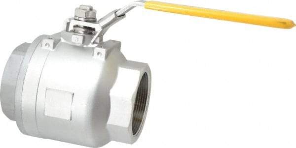 Legend Valve - 3" Pipe, Full Port, Stainless Steel Standard Ball Valve - 2 Piece, Inline - One Way Flow, FNPT x FNPT Ends, Locking Lever Handle, 1,000 WOG, 150 WSP - Exact Industrial Supply