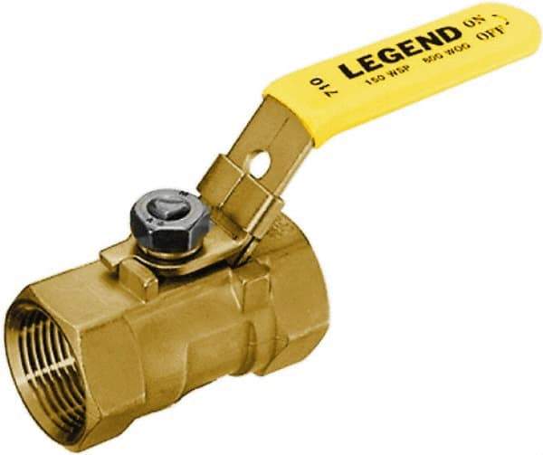 Legend Valve - 1-1/4" Pipe, Standard Port, Stainless Steel Standard Ball Valve - 1 Piece, Inline - One Way Flow, FNPT x FNPT Ends, Locking Lever Handle, 800 WOG, 150 WSP - Exact Industrial Supply