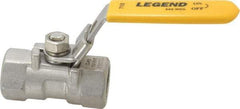 Legend Valve - 1/2" Pipe, Standard Port, Stainless Steel Standard Ball Valve - 1 Piece, Inline - One Way Flow, FNPT x FNPT Ends, Locking Lever Handle, 800 WOG, 150 WSP - Exact Industrial Supply