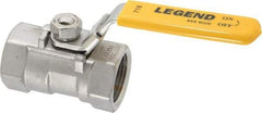 Legend Valve - 1" Pipe, Standard Port, Stainless Steel Standard Ball Valve - 1 Piece, Inline - One Way Flow, FNPT x FNPT Ends, Locking Lever Handle, 800 WOG, 150 WSP - Exact Industrial Supply