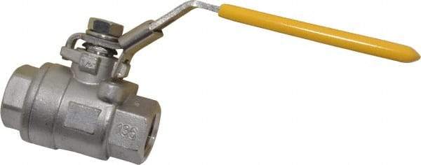 Legend Valve - 1/2" Pipe, Full Port, Carbon Steel Standard Ball Valve - 2 Piece, Inline - One Way Flow, FNPT x FNPT Ends, Locking Lever Handle, 1,000 WOG, 150 WSP - Exact Industrial Supply