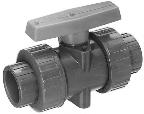 Legend Valve - 4" Pipe, Full Port, PVC True Union Design Ball Valve - Inline - One Way Flow, Solvent x Solvent Ends, Tee Handle, 150 WOG - Exact Industrial Supply