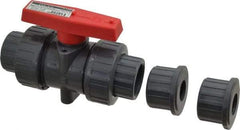 Legend Valve - 1" Pipe, Full Port, PVC True Union Design Ball Valve - Inline - One Way Flow, FNPT x Solvent Ends, Tee Handle, 150 WOG - Exact Industrial Supply