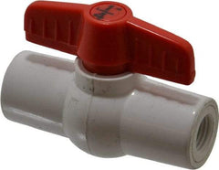Legend Valve - 1/4" Pipe, Full Port, PVC Miniature Ball Valve - Inline - One Way Flow, FNPT x FNPT Ends, Tee Handle, 150 WOG - Exact Industrial Supply