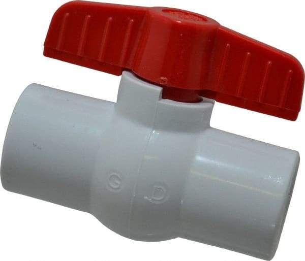 Legend Valve - 3/4" Pipe, Full Port, PVC Miniature Ball Valve - Inline - One Way Flow, FNPT x FNPT Ends, Tee Handle, 150 WOG - Exact Industrial Supply