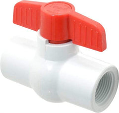 Legend Valve - 1" Pipe, Full Port, PVC Miniature Ball Valve - Inline - One Way Flow, FNPT x FNPT Ends, Tee Handle, 150 WOG - Exact Industrial Supply