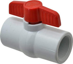 Legend Valve - 1-1/4" Pipe, Full Port, PVC Miniature Ball Valve - Inline - One Way Flow, FNPT x FNPT Ends, Tee Handle, 150 WOG - Exact Industrial Supply