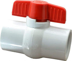 Legend Valve - 1-1/2" Pipe, Full Port, PVC Miniature Ball Valve - Inline - One Way Flow, FNPT x FNPT Ends, Tee Handle, 150 WOG - Exact Industrial Supply