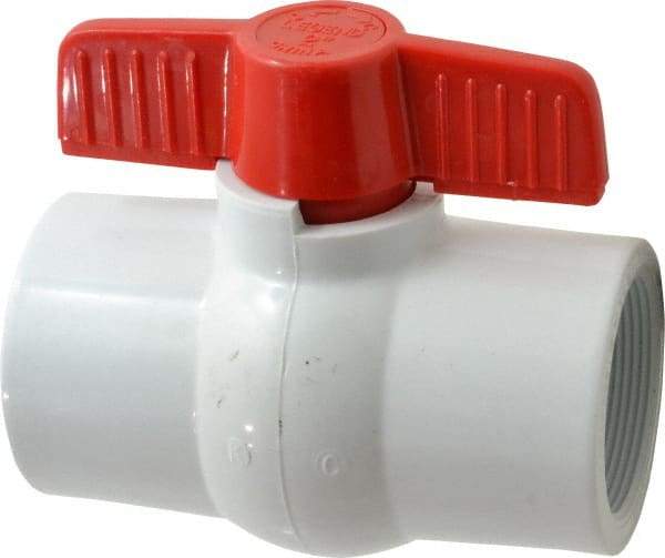 Legend Valve - 2" Pipe, Full Port, PVC Miniature Ball Valve - Inline - One Way Flow, FNPT x FNPT Ends, Tee Handle, 150 WOG - Exact Industrial Supply